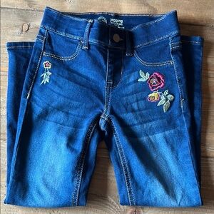 Wonder Nation Blue Denim Jeggings with Floral Embroidery